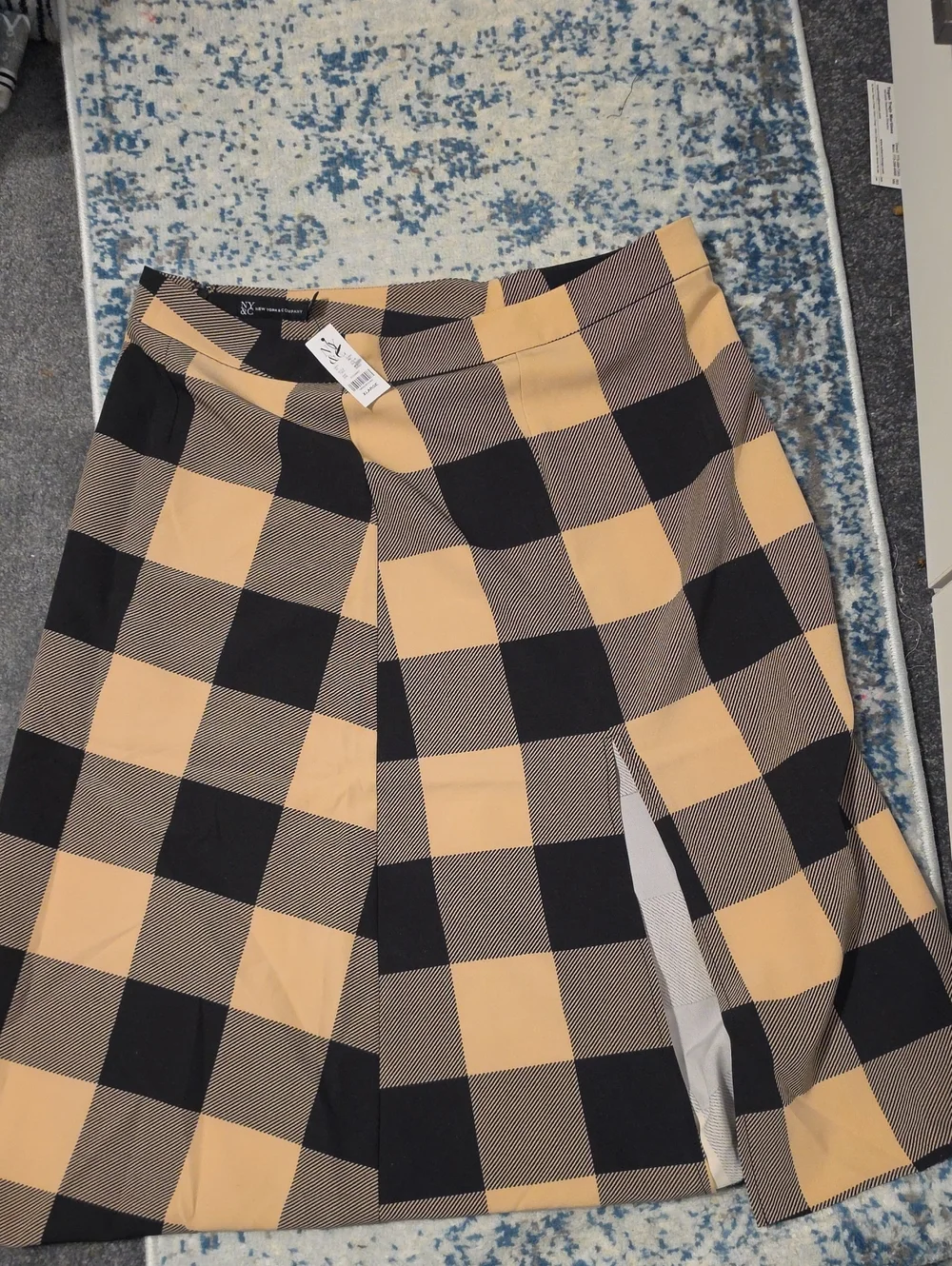 Black and Khaki Plaid Skirt NY&Co Size XL